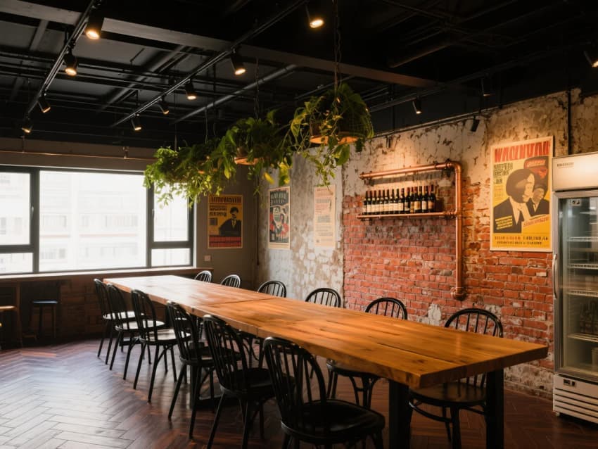 1000平合肥餐飲店設(shè)計(jì)：“工業(yè)復(fù)古+自然綠洲”融合的沉浸式餐飲空間